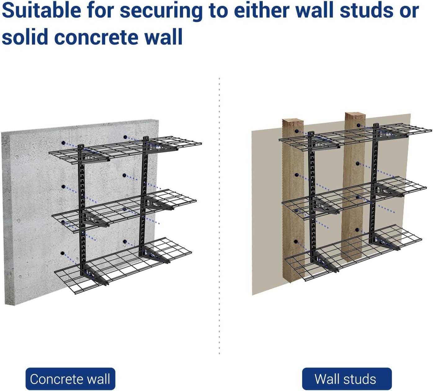 image:imageFLEXIMOUNTS 3 Tier 1x3ft Garage Storage Wall Shelving 12x36inch per Shelf Height Adjustable Floating Shelves 450lbs Total Weight Capacity Black Classic SeriesBlack