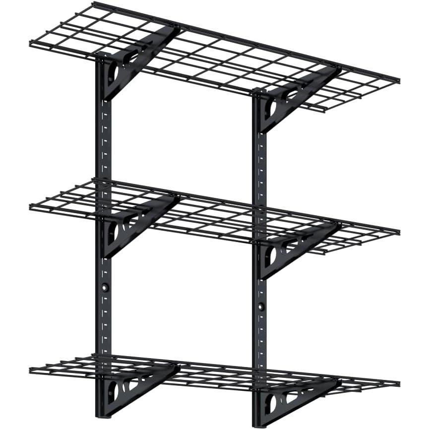 image:imageFLEXIMOUNTS 3 Tier 1x3ft Garage Storage Wall Shelving 12x36inch per Shelf Height Adjustable Floating Shelves 450lbs Total Weight Capacity Black Classic SeriesBlack