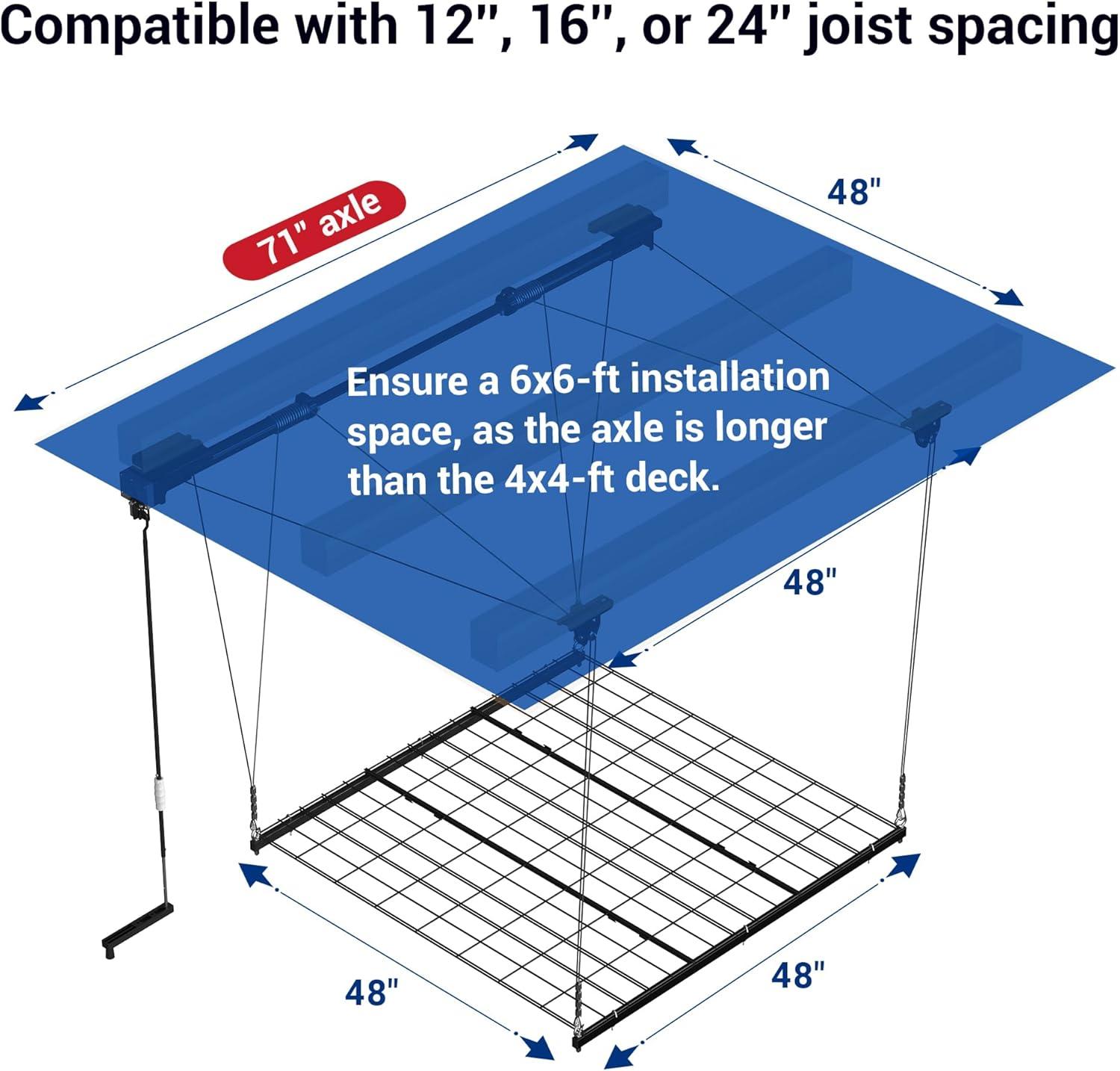 image:imageFLEXIMOUNTS Garage Lifting Metal Rack 4x4 Ft Overhead Garage Storage Racks Adjustable HeavyDuty Ceiling Organization System 300lbs Weight Satin Black