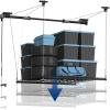 image:imageFLEXIMOUNTS Garage Lifting Metal Rack 4x4 Ft Overhead Garage Storage Racks Adjustable HeavyDuty Ceiling Organization System 300lbs Weight Satin Black