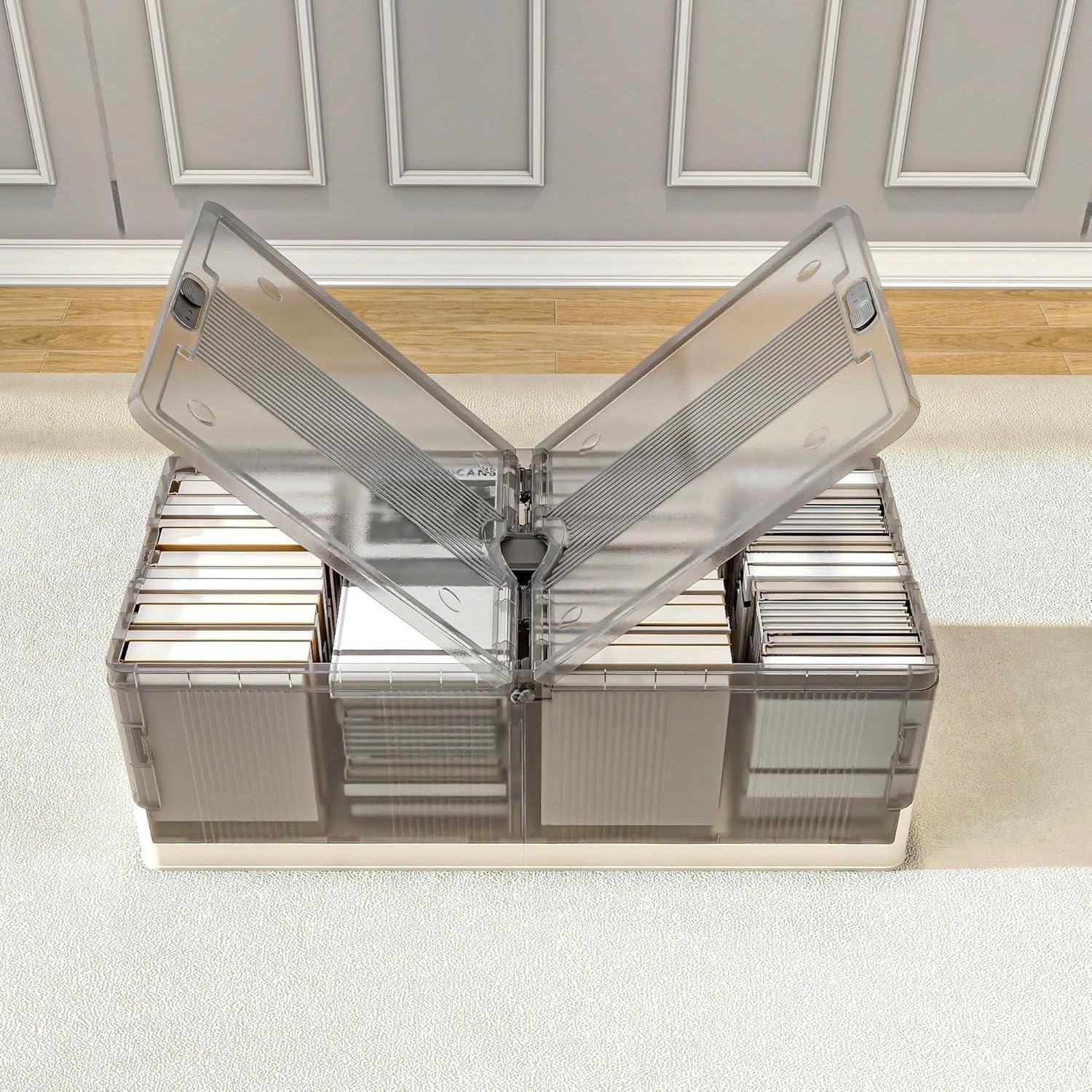 image:imageFLEXIMOUNTS 2Pack Under Bed Storage with Wheels 108 QT Large Collapsible amp Stackable Containers Foldable Organizer Bins for Blankets Shoes Books Bedroom Closet2 pack 27Gal