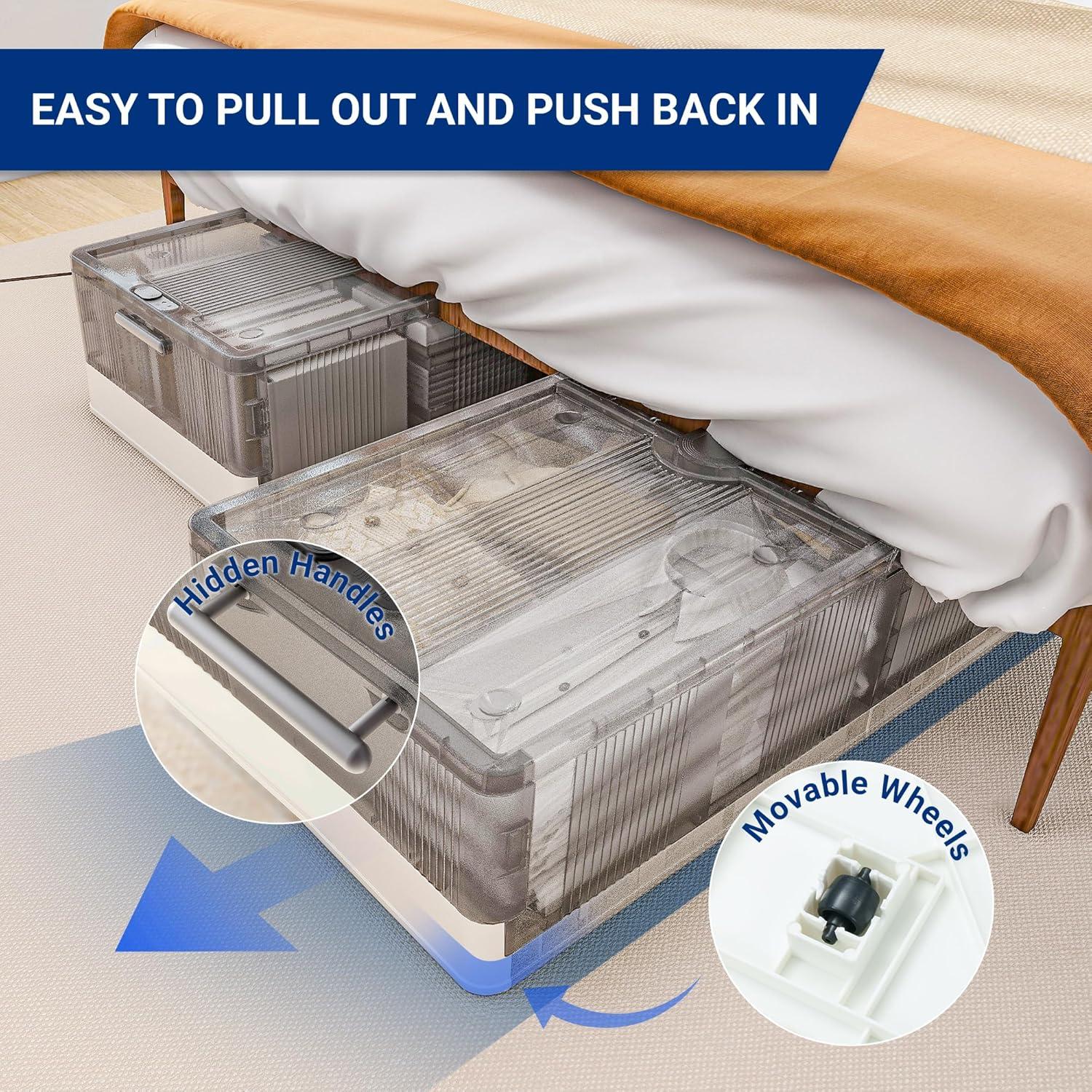 image:imageFLEXIMOUNTS 2Pack Under Bed Storage with Wheels 108 QT Large Collapsible amp Stackable Containers Foldable Organizer Bins for Blankets Shoes Books Bedroom Closet2 pack 27Gal