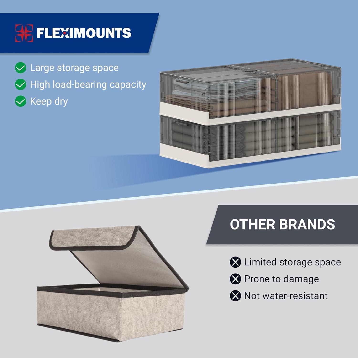 image:imageFLEXIMOUNTS 2Pack Under Bed Storage with Wheels 108 QT Large Collapsible amp Stackable Containers Foldable Organizer Bins for Blankets Shoes Books Bedroom Closet2 pack 27Gal