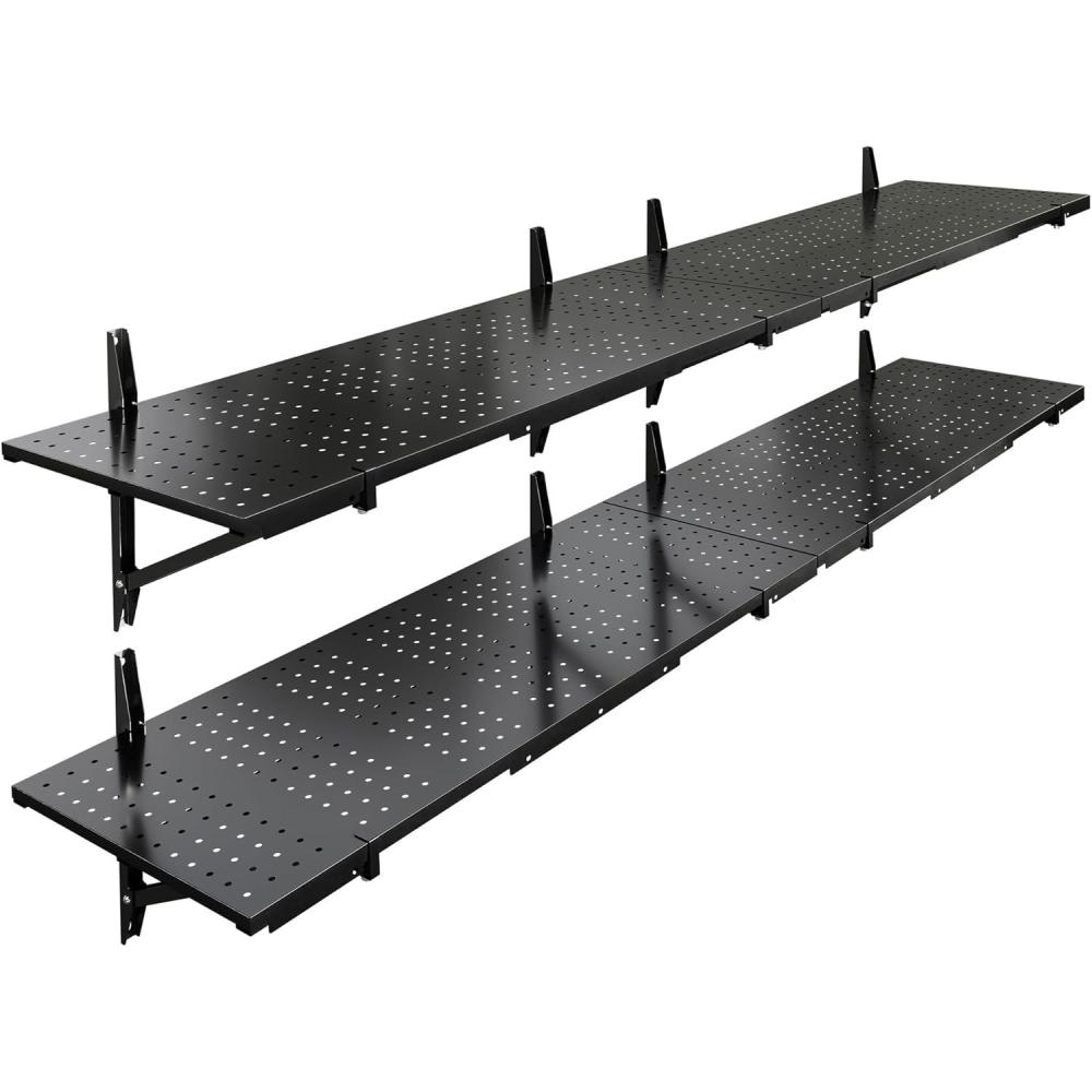 image:imageFLEXIMOUNTS 2Pack 1x3ft Garage Shelving 14inchby34inch Perforated Wall Shelf Heavy Duty Garage Storage Rack with 600 lbs Load Capacity Wall Mounted Organization System for Tools Heavy Bins2pack 1x6ft