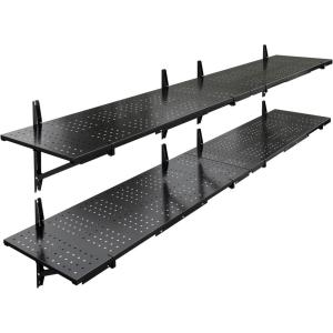 FLEXIMOUNTS 2-Pack 1x3ft Garage Shelving 14-inch-by-34-inch Perforated Wall Shelf, Heavy Duty Garage Storage Rack with 600 lbs Load Capacity, Wall Mounted Organization System for Tools, Heavy Bins(2pack 1x6ft)