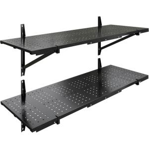 FLEXIMOUNTS 2-Pack 1x3ft Garage Shelving 14-inch-by-34-inch Perforated Wall Shelf, Heavy Duty Garage Storage Rack with 600 lbs Load Capacity, Wall Mounted Organization System for Tools, Heavy Bins(2pack 1x3ft)